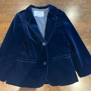Zara Kids navy blue velvet blazer size 3/4